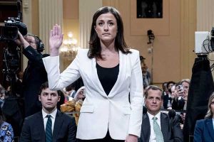 Cassidy Hutchinson, former aide to Trump White House chief of staff Mark Meadows, is sworn in to testify as the House select committee investigating the Jan. 6 attack on the U.S. Capitol holds a hearing at the Capitol in Washington, Tuesday, June 28, 2022.