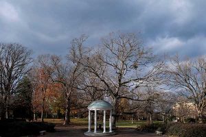 Late fall afternoon scene at the Old Well on the campus of the University of North Carolina at Chapel Hill. December 12, 2022. (Jon Gardiner/UNC-Chapel Hill)
