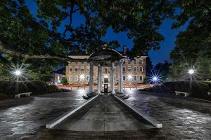 A view of the Old Well on the evening of August 20, 2023, the night before the first day of class on the campus of the University of North Carolina at Chapel Hill.